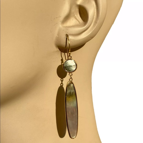 Sterling Silver Grey Mother of Pearl MOP Earrings Mermaid-Core Mermaidcore - Picture 14 of 16